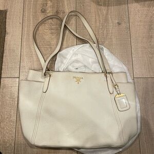 Prada White Leather Shoulder Bag